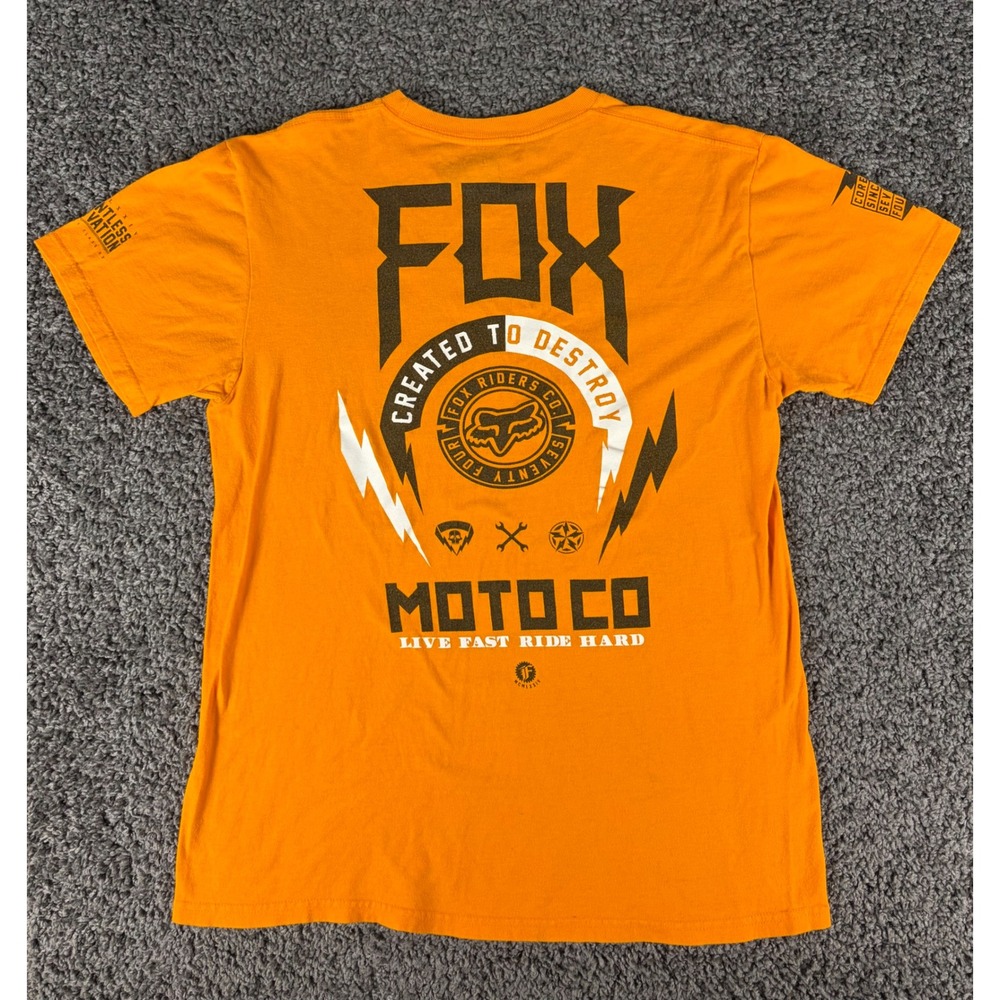 Fox Racing Moto Co T Shirt Mens Medium Orange Created to Destroy Graphic Tee